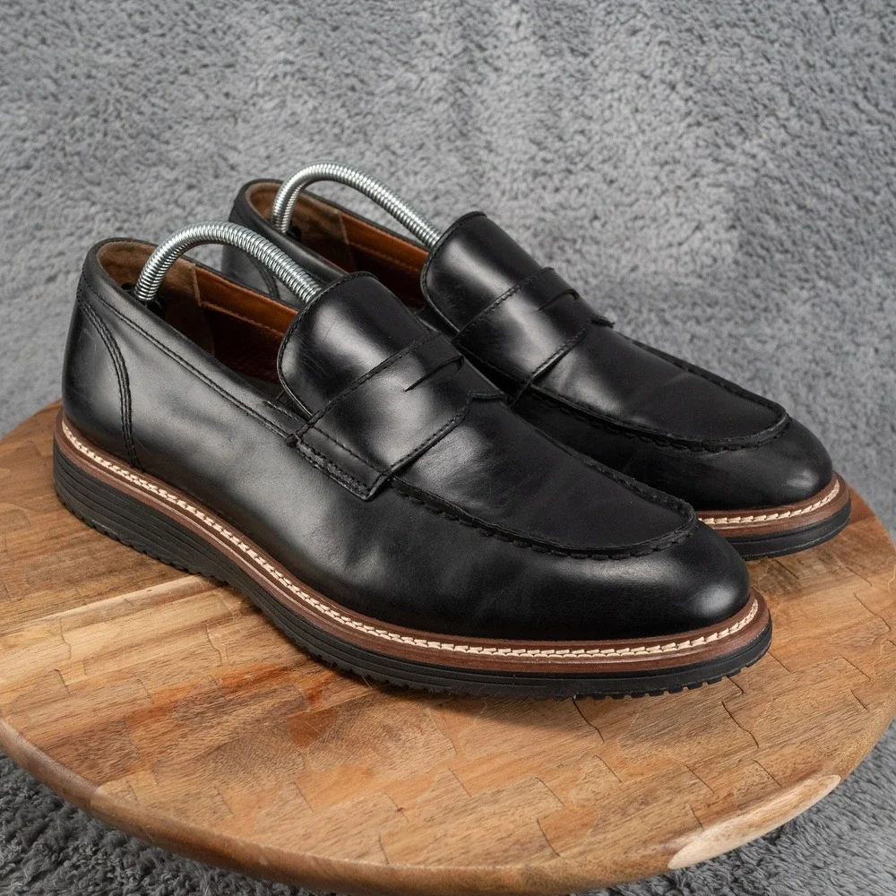 Johnston Murphy Penny Loafers Mens 10.5 Black Good Upton 20-4065 TRUFOAM
